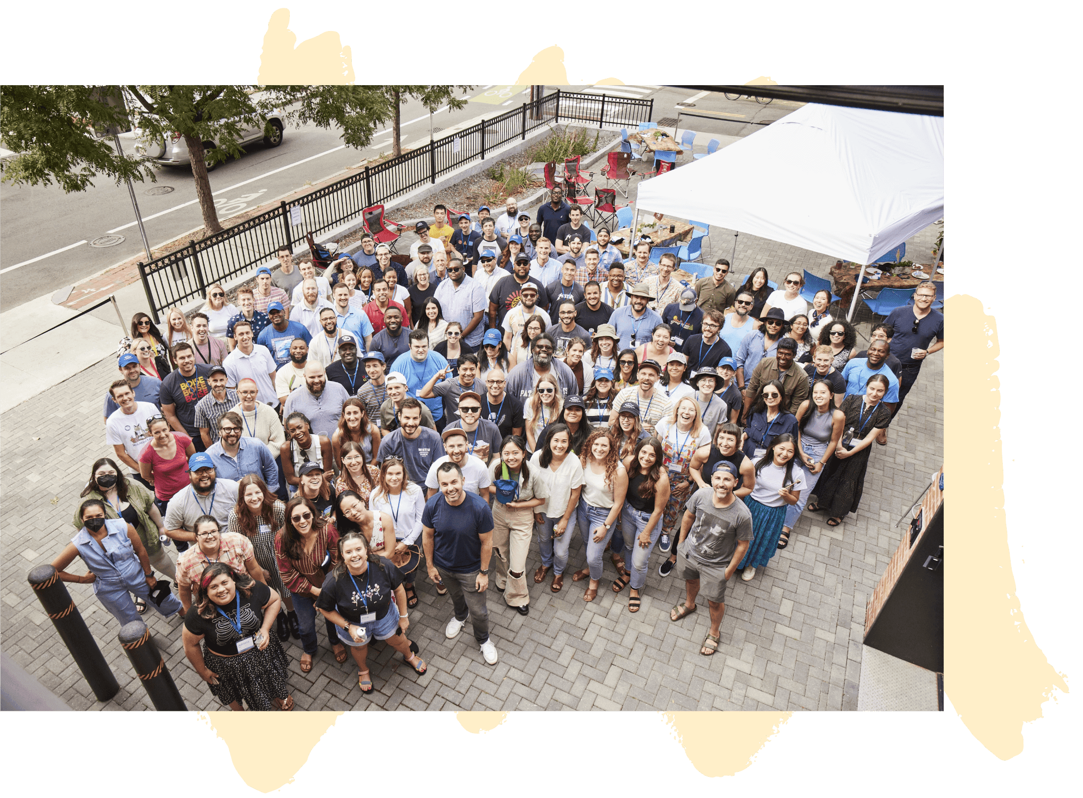 The Wistia team gathered for our 2022 company photo