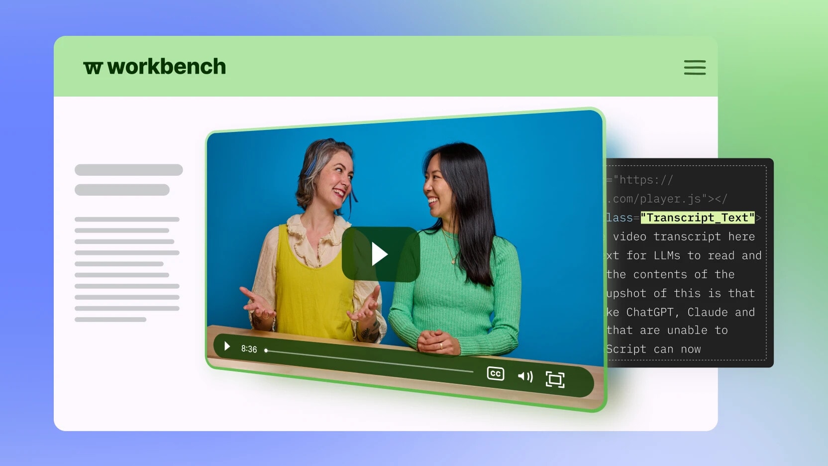 A Wistia LLM-friendly embed making video content readable by AI.