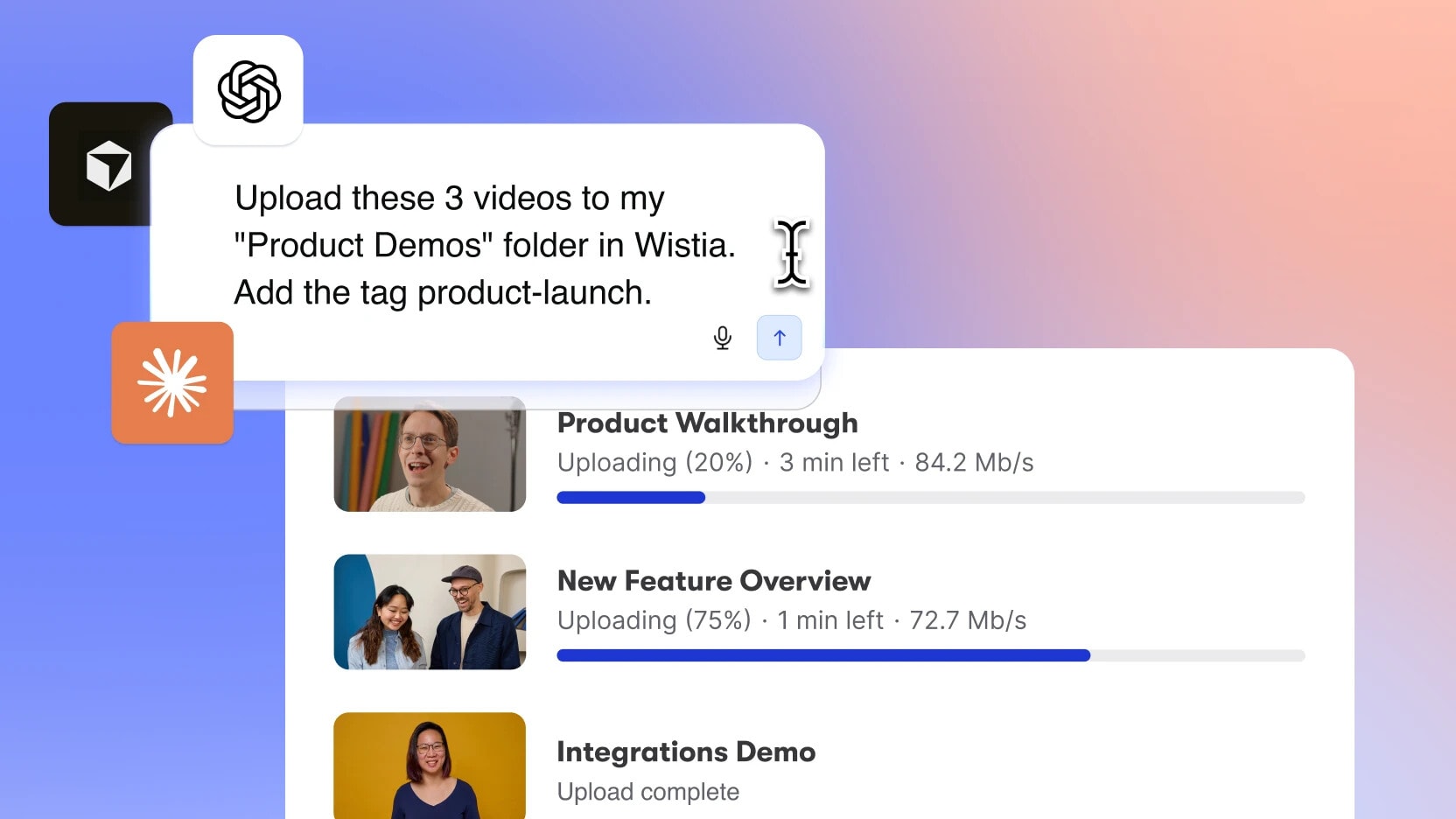 Wistia MCP Server running video workflows through an AI agent.