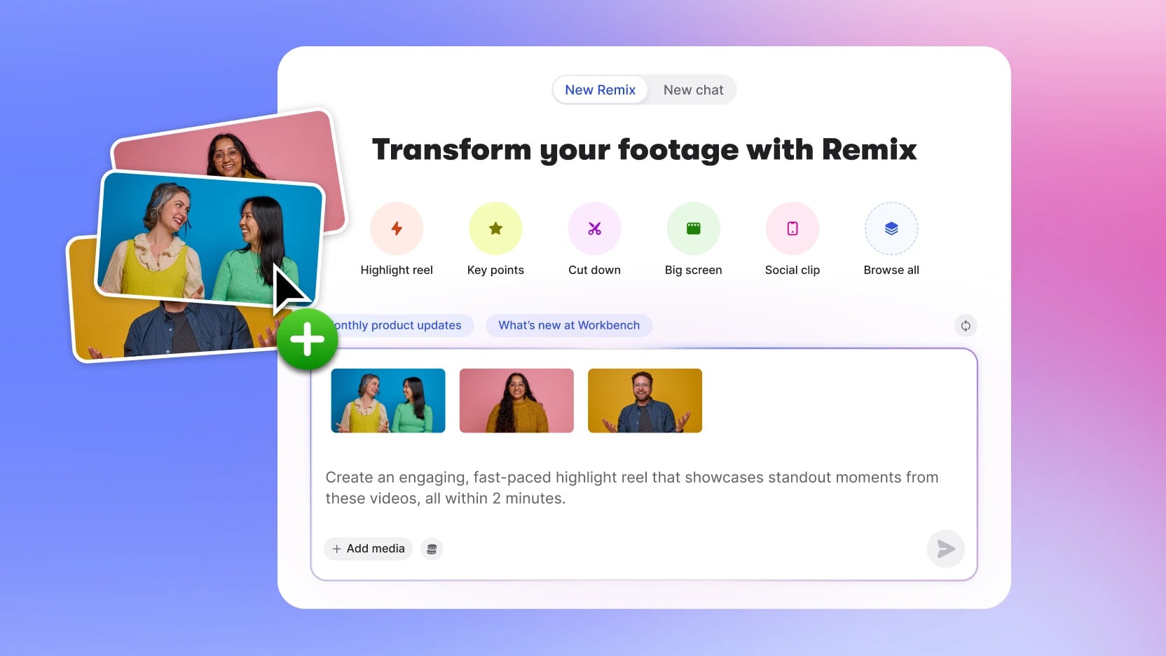 Wistia AI Remix creating a video edit from a text prompt.
